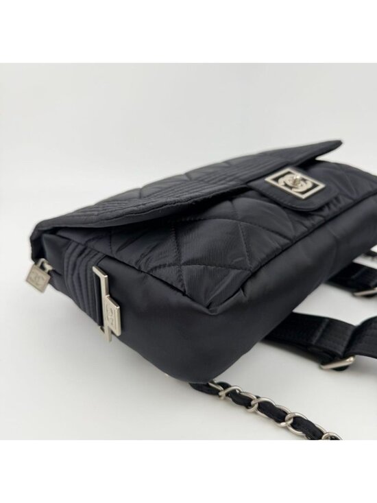 Chanel CC Logo Sports Line Backpack Black Nylon Vintage